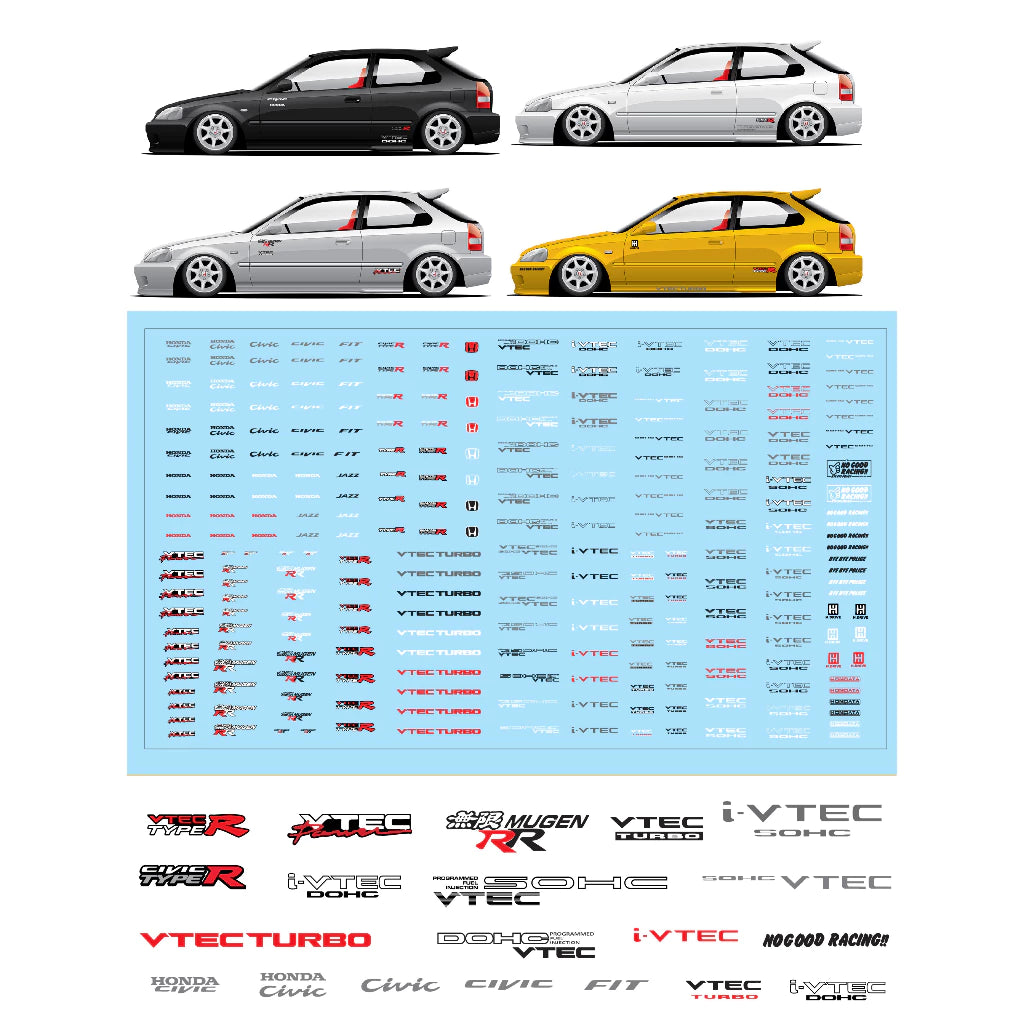Decal white toner Honda CIVIC Sponser