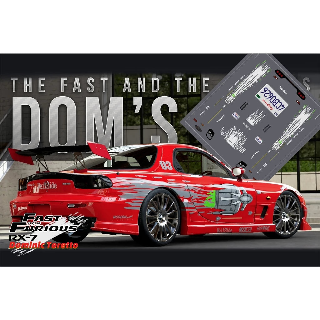 RX-7 Mazda DOM'S Fast and furious 1/64 Decal