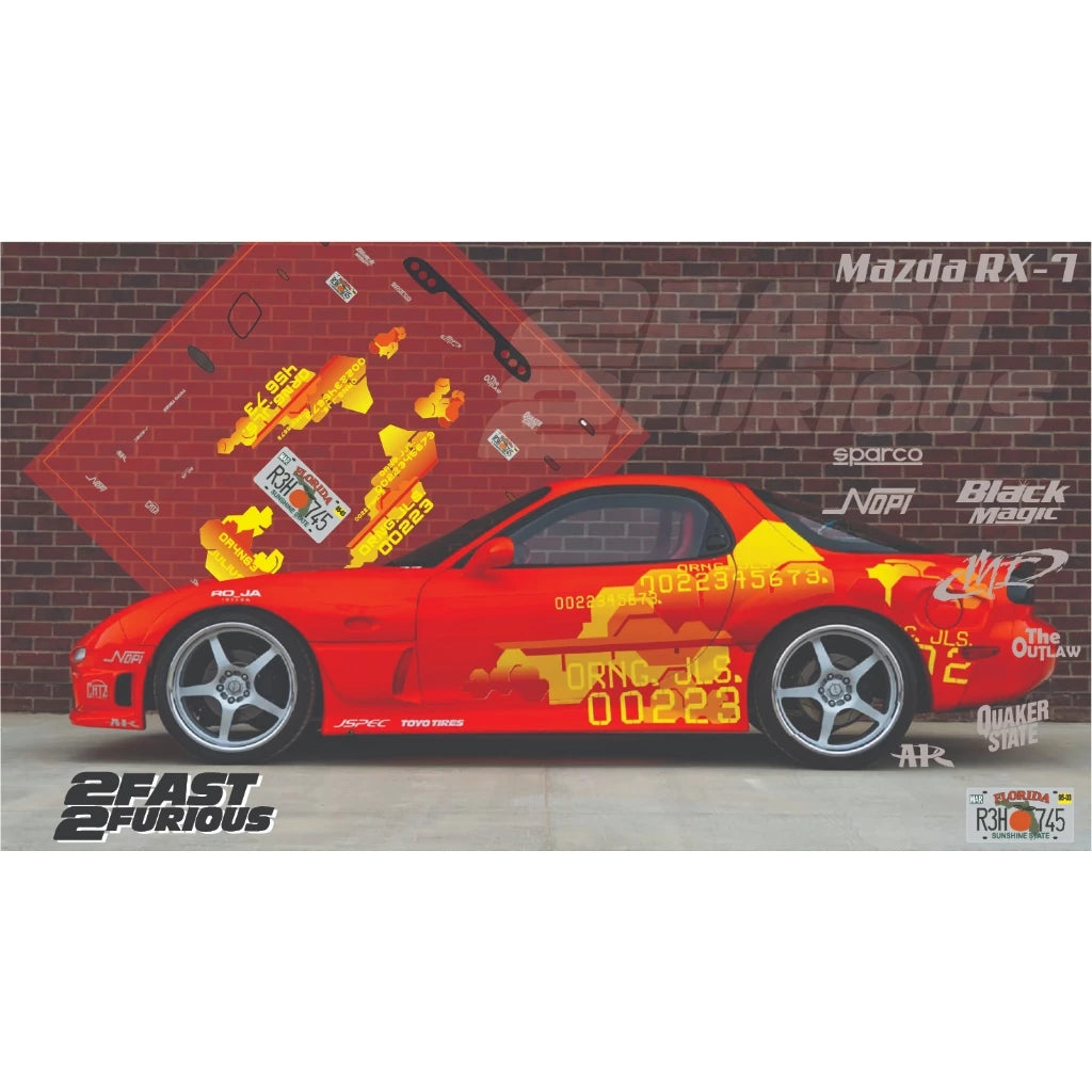 RX-7 Mazda Orange Fast and furious 1/64 Decal