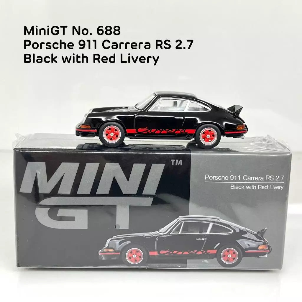 MiniGT 1/64 No. 688-R Porsche 911 Carrera RS 2.7 Black with Red Livery Pre Order