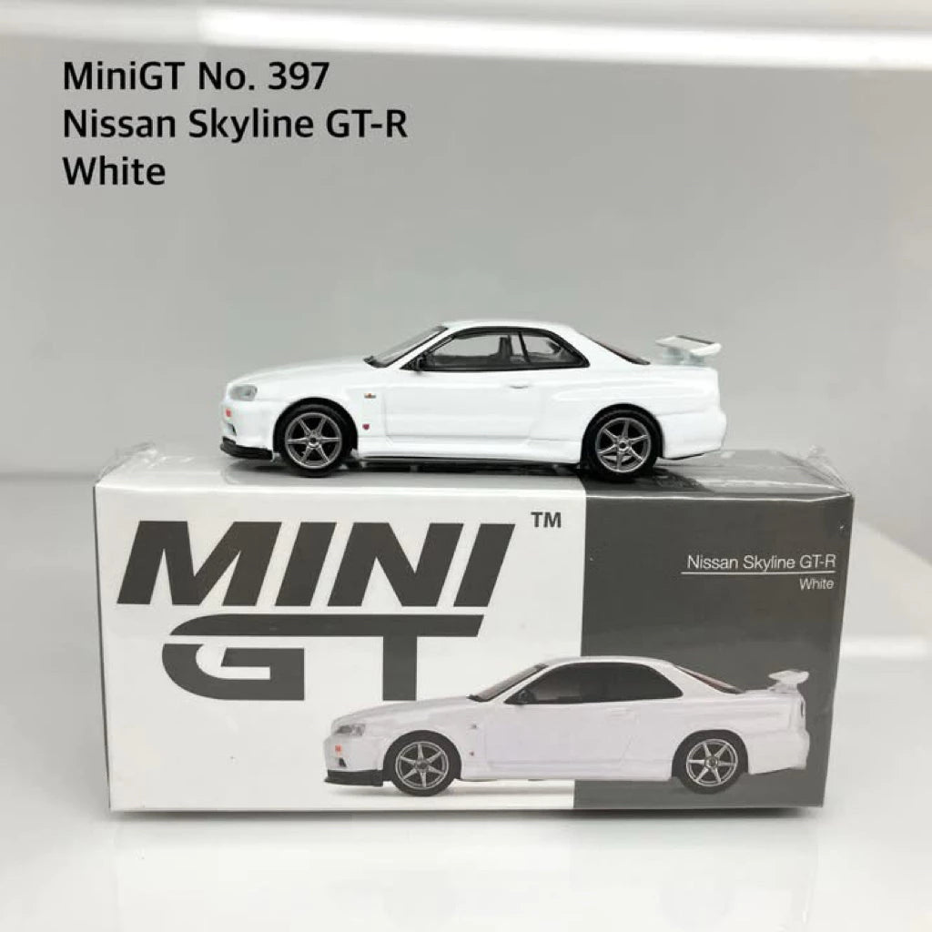 Mini GT No. 397-R Nissan Skyline GT-R (R34) V-Spec N1 White Pre Order