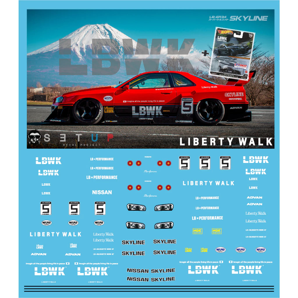 Decal white toner Nissan nismo LBWK R34 fast and furious