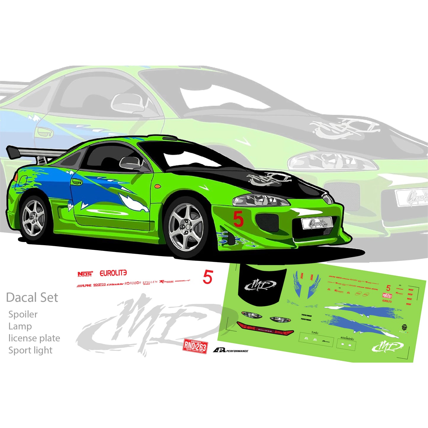 Mitsubishi Eclipse Replica Fast and Furious  Decal