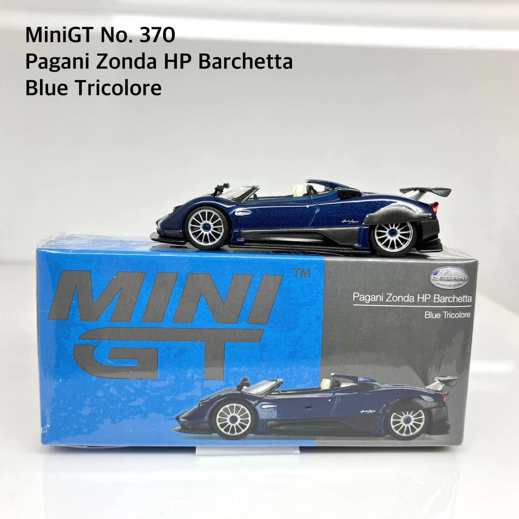 MiniGT No. 370-L Pagani Zonda HP Barchetta Blue Tricolore Pre Order