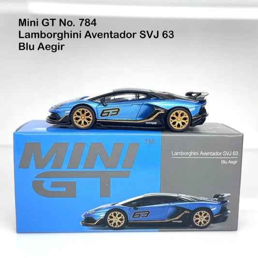 Mini GT 1/64 No.784 Lamborghini Aventador SVJ 63 Blu Aegir RHD Pre Order