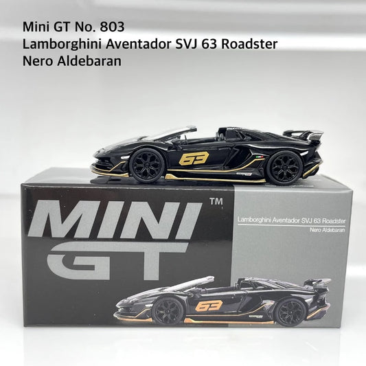Mini GT No. 803 Lamborghini Aventador SVJ 63 Roadster Nero Aldebaran Pre Order